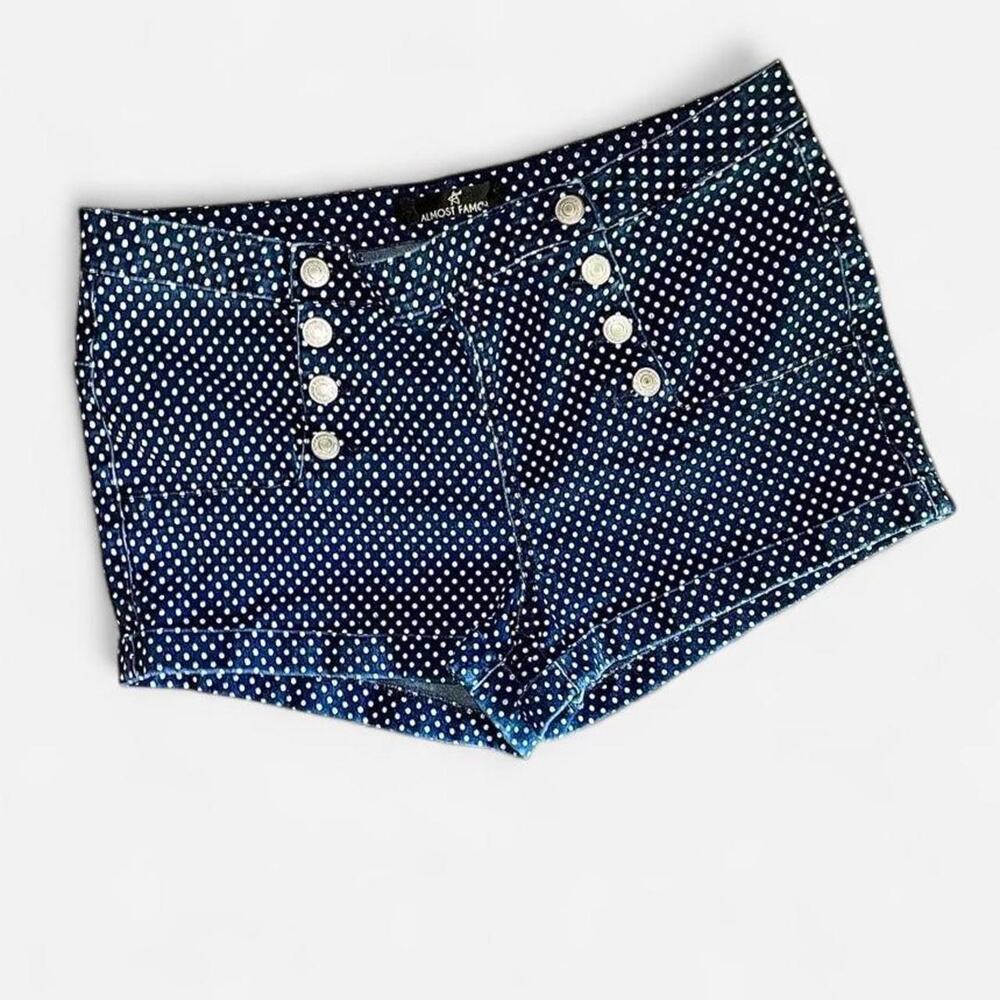 Almost Famous Dark Navy White Polka Dot Short Sailor Shorts - Size 13